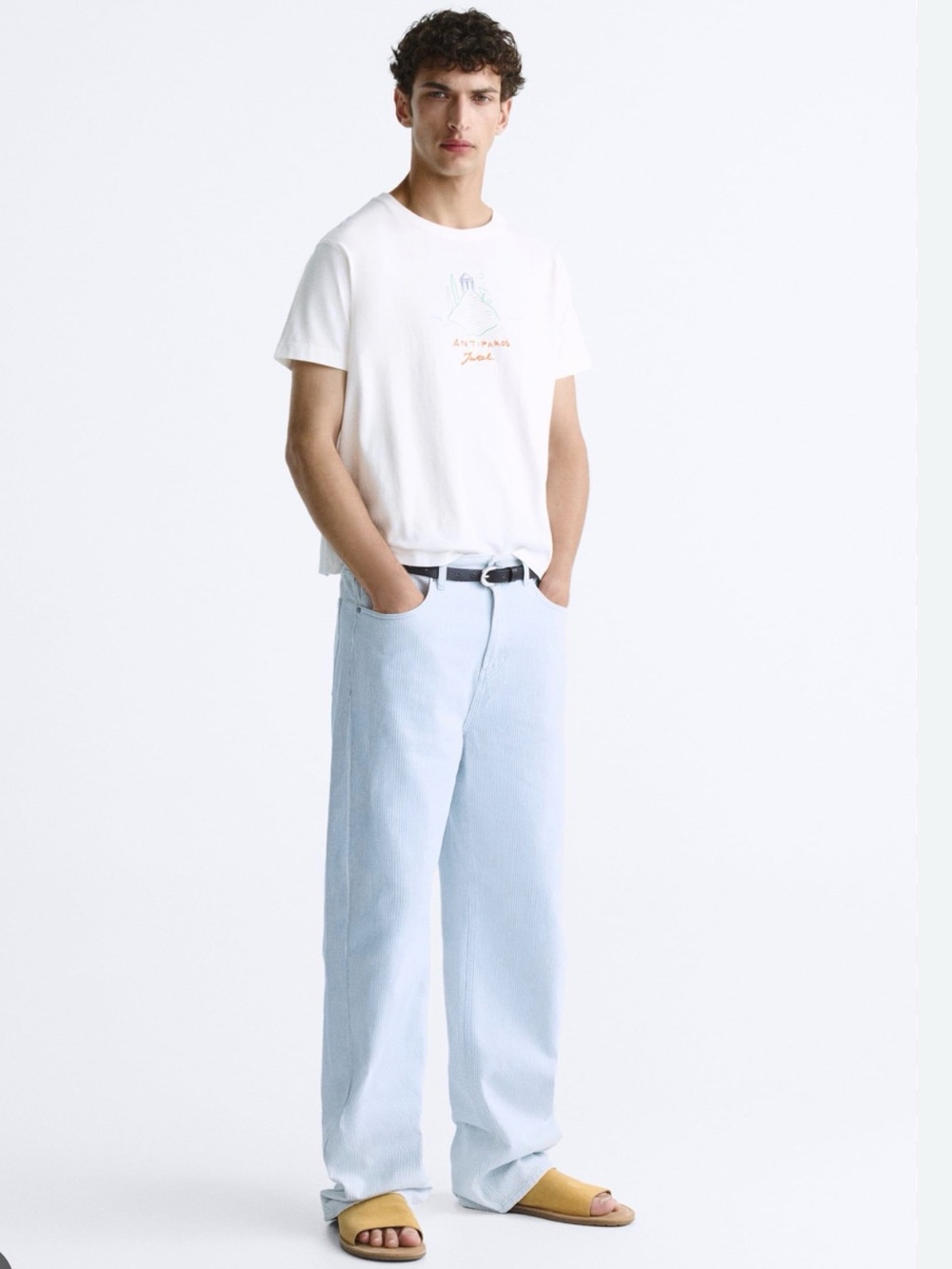 ZARA men’s high rise relaxed fit full length striped jeans